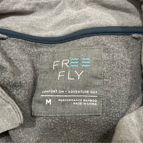 Free Fly Grey Performance Bamboo Fleece Pullover with Snaps & Thumb Holes Medium - Picture 7 of 9